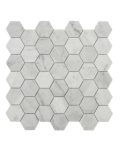Hexagon Carrara Polished Mosaic 12x12 | Hexagon by Elysium