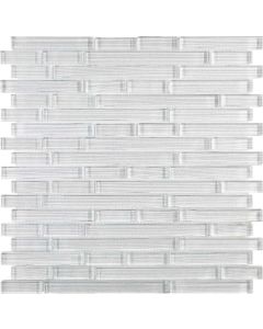 Linear Silver White Mosaic 11.75x12 | Linear Glass by Elysium