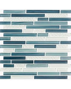 Rain Blue Mosaic 11.75x12 | Linear Glass by Elysium