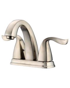 Dawn® 2-hole, 2-handle centerset lavatory faucet for 4" centers, Brushed Nickel (Standard pull-up drain with lift rod D90 0010BN included)