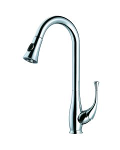 Dawn® Single lever kitchen faucet with push button pull out spray, Chrome