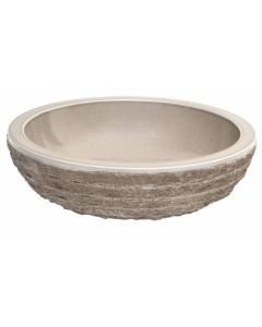 Beige Glazed Interior Bowl Shaped Striped Washbasin 5x20 | Bathroom Fixture Wash Basin by Bati Orient