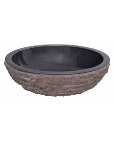 Black Glazed Interior Bowl Shaped Striped Washbasin 5x20 | Bathroom Fixture Wash Basin by Bati Orient