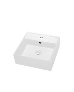 Dawn® Vessel Above-Counter Square Ceramic Art Basin with Single Hole for Faucet and Overflow