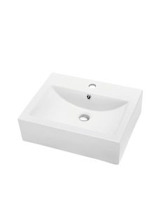 Dawn® Vessel Above-Counter Rectangle Ceramic Art Basin with Single Hole for Faucet and Overflow