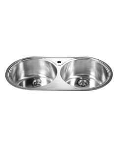 Dawn® Top Mount Round Equal Double Bowl Sink with 1 Hole