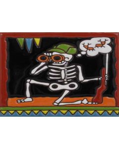Talavera Tile - Day Of The Dead: Hunting