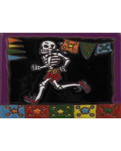 Talavera Tile - Day Of The Dead: Running
