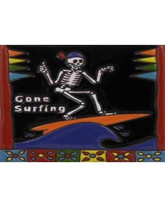 Talavera Tile - Day Of The Dead: Surfing