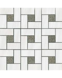 White Polished Pinwheel Deco Mosaic 12x12 | Dolomite by Happy Floors