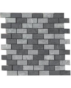 Blk/Gry Natural Muretto Mosaic 1x2 | Eternity by Happy Floors