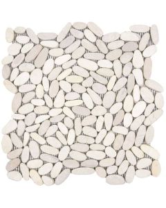 White Sliced Matte Pebble Interlocking Mosaic 12x12 | Sliced Pebbles Mosaic by Bati Orient