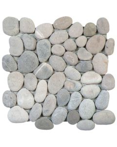 Mix Grey/Beige Rectified Matte Pebble Interlocking Mosaic 12x12 | Rectified Pebbles Mosaic by Bati Orient