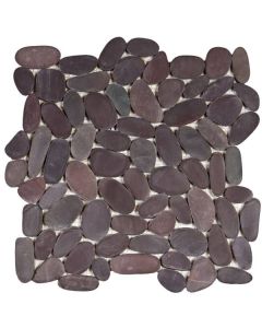 Brown Sliced Matte Rare Stone Pebble Interlocking Mosaic 12x12 | Sliced Pebbles Mosaic by Bati Orient
