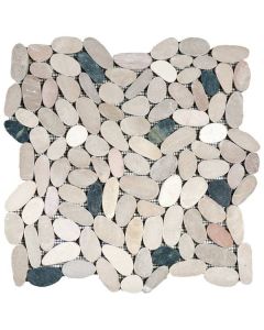 White/Pink/Beige/Black Sliced Matte Pebble 12"x12" - Interlocking Stone Mosaic 