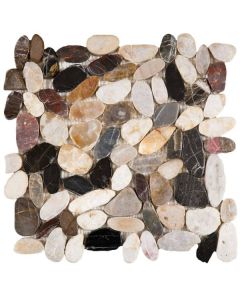 Mix Sliced Polished Pebble Interlocking Mosaic 12x12 | Sliced Pebbles Mosaic by Bati Orient