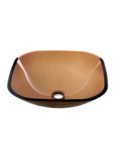 Dawn® Tempered glass vessel sink-square shape, brown glass