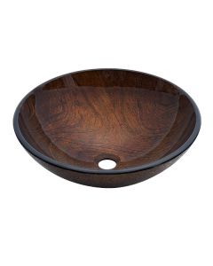 Dawn® Tempered glass, hand-painted glass vessel sink-round shape, brown 