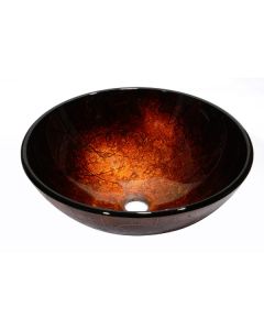 Dawn® Tempered glass, hand-painted glass vessel sink-round shape, Brown