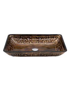 Dawn® Tempered glass, hand-painted glass vessel sink-retangular shape, Bronze