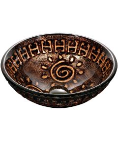 Dawn® Tempered glass, hand-painted glass vessel sink-round shape, Copper and Gold