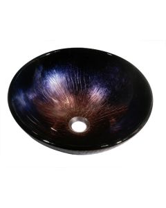 Dawn® Tempered glass, hand-painted glass vessel sink-round shape, Dark Violet