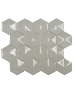 Grey Glossy 3x3 1/2 | Dimension Hexagon by Ottimo Ceramics