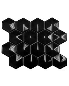 Black Glossy 3x3 1/2 | Dimension Hexagon by Ottimo Ceramics