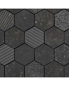 Arto Brick - Italian Black: Exa/Nero Mix 10"x10" - Porcelain Mosaic