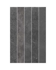 Arto Brick - Italian Black: Texture/Nero Mix 2"x16" - Porcelain Tile 