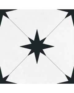 Llevant Black (Black Star/White Back) Matte 8.7x8.7 | Starburst by Ottimo Ceramics