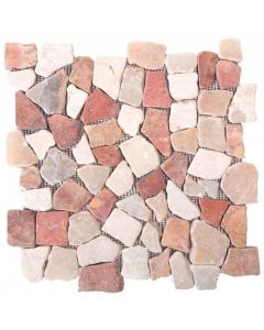 White/Red Opus Interlocking Mosaic 12x12 | Opus Mosaic by Bati Orient