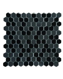 Glass Marble Black Matte & Glossy Hexagon Mosaic 12x12 | Marble Mosaic by Bati Orient