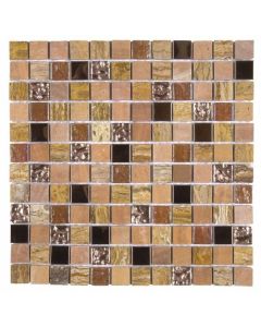 Beige Brown Mix Marble Polished Glass Metal 12x12 | Mix Mosaic by Bati Orient