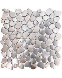 Brushed Silver Inox Metal Interlocking Mosaic 12.2x12.2 | Other Pebbles Mosaic by Bati Orient