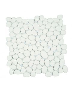 Reconstituted White Round Pebble Mosaic 12x12 | Other Pebbles Mosaic by Bati Orient