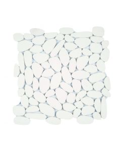 Reconstituted White Sliced Pebble Mosaic 12x12 | Other Pebbles Mosaic by Bati Orient