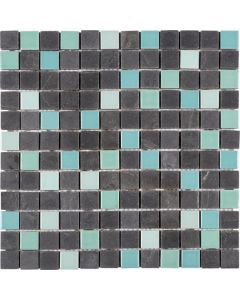 Black Stone Turquoise Ceramic Mix Mosaic 12x12 | Mix Mosaic by Bati Orient