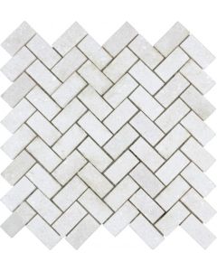 White Marble Sand Blasted Herringbone Mosaic 11.8x12 | Mix Mosaic by Bati Orient