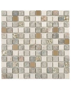 Grey Beige Glass Quartzite and Metal Decor Mosaic 12x12 | Mix Mosaic by Bati Orient