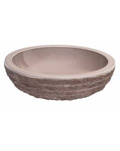Taupe Glazed Interior Bowl Shaped Striped Washbasin 5x20 | Bathroom Fixture Wash Basin by Bati Orient