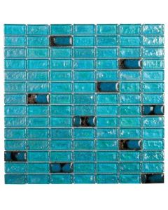Turquoise Glass and Ceramic Brick Mosaic 12x12 | Mix Mosaic by Bati Orient