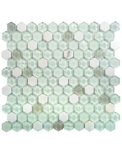 Glass Marble White Matte & Glossy Hexagon Mosaic 12x12 | Mix Mosaic by Bati Orient