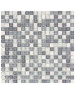White Marble/Light Grey Glossy Glass Mosaic 12x12 | Mix Mosaic by Bati Orient