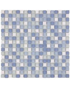 White Marble/Blue Matte Glass Mosaic 12x12 | Mix Mosaic by Bati Orient