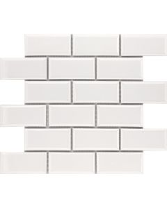 White Bright 2 x 4 Beveled Brick | CC Mosaics by Roca Tile