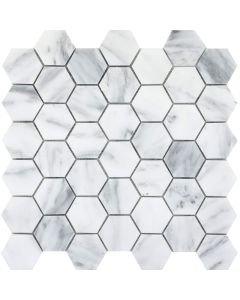 Winter Frost Polished Large Hexagon Mosaic 12x12 | Marble Winter Frost by Emser Tile