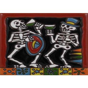 Talavera Tile - Day Of The Dead: At The Party