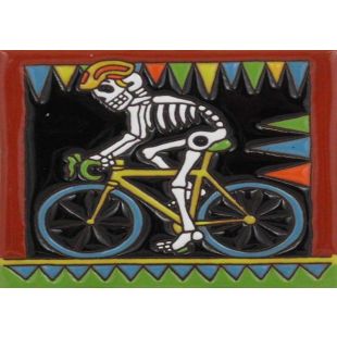 Talavera Tile - Day Of The Dead: Cycling