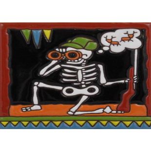Talavera Tile - Day Of The Dead: Hunting